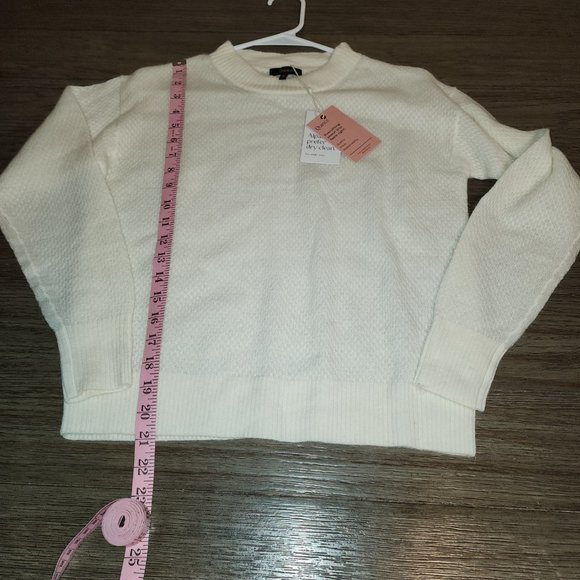 Quince Baby Alpaca-Wool Diamond Stitch Crew NWT White Small - Picture 2 of 8